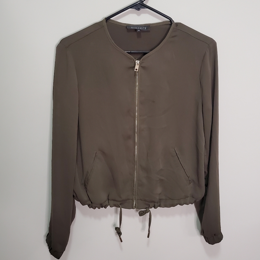 Dynamite Olive Green Bomber Jacket